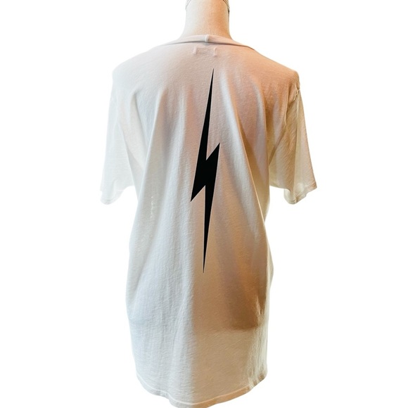 Lauren Moshi White Tee with Black Star and Lightning Bolt Size XL - Picture 5 of 11